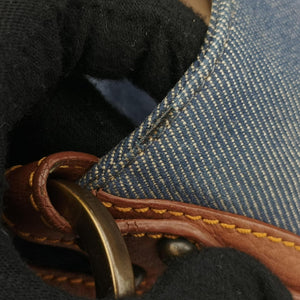 Pre-owned Fendi Chef Blue Denim ×Brown Trim Denim CanvasxCalfskin shoulderbag | stylenewstar