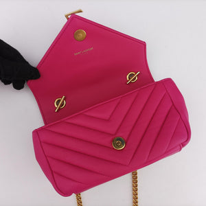 Pre-owned Yves Saint Laurent Baby Chai Rose Leather 399289 shoulderbag | stylenewstar