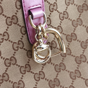 Secondhand Gucci Guccissima Heart Bit Beige × Pink Canvas×Leather 269957 shoulderbag | stylenewstar