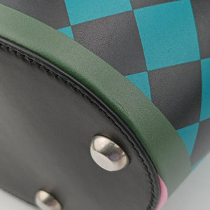 Pre-owned Gucci Printed bucket Black × blue × pink × green Leather 675882 shoulderbag | stylenewstar