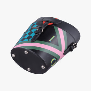 Pre-owned Gucci Printed bucket Black × blue × pink × green Leather 675882 shoulderbag | stylenewstar