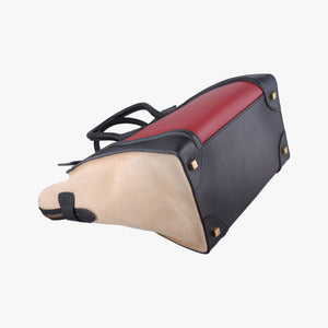 Pre-owned Celine Luggage Mini Shopper Beige×Bordeaux×Black Suede × leather handbag | stylenewstar