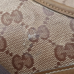 Pre-owned Gucci New Jackie Brown×gBeige canvas×leather 203494 handbag | stylenewstar