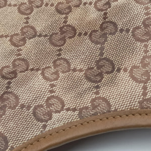 Pre-owned Gucci New Jackie Brown×gBeige canvas×leather 203494 handbag | stylenewstar