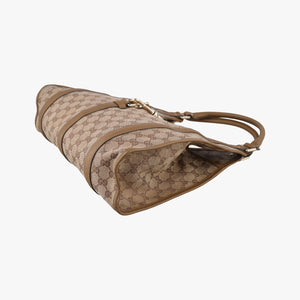 Pre-owned Gucci New Jackie Brown×gBeige canvas×leather 203494 handbag | stylenewstar