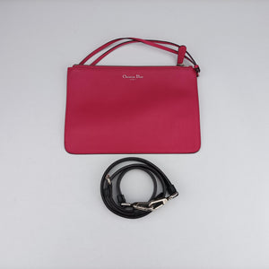 Pre-owned Christian Dior Diorissimo pink×red Leather shoulderbag | stylenewstar