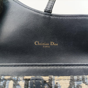 Pre-owned Christian Dior Saddle Navy×Gray jacquard shoulderbag | stylenewstar