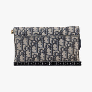 Pre-owned Christian Dior Saddle Navy×Gray jacquard shoulderbag | stylenewstar