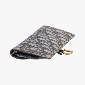 Pre-owned Christian Dior Saddle Navy×Gray jacquard shoulderbag | stylenewstar