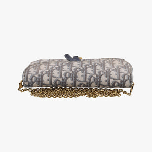 Pre-owned Christian Dior Saddle Navy×Gray jacquard shoulderbag | stylenewstar