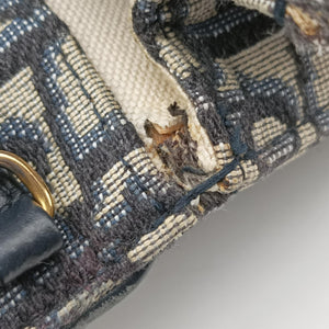 Pre-owned Christian Dior Saddle Navy×Gray jacquard shoulderbag | stylenewstar