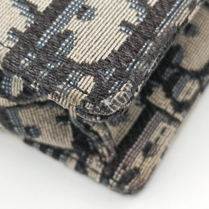 Pre-owned Christian Dior Saddle Navy×Gray jacquard shoulderbag | stylenewstar