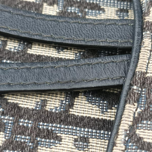 Pre-owned Christian Dior Saddle Navy×Gray jacquard shoulderbag | stylenewstar