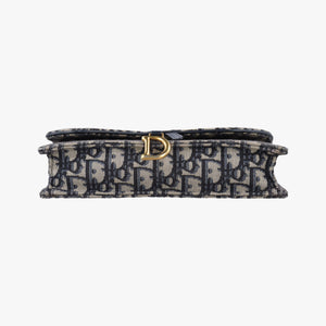 Pre-owned Christian Dior Saddle Navy×Gray jacquard shoulderbag | stylenewstar