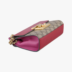 Pre-owned Gucci Padlock Beige×red×pink PVC coated canvas×leather 409487 shoulderbag | stylenewstar