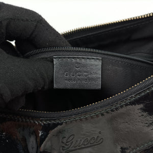 Pre-owned Gucci Abbey D-ring Hobo Black Patent 189833 handbag | stylenewstar