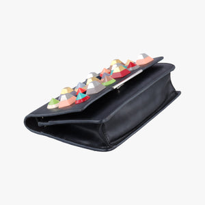 Pre-owned Fendi Monster Eyes Tube Black×multicolor Leather 8M0346 shoulderbag | stylenewstar