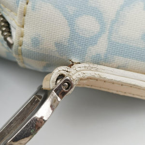 Pre-owned Christian Dior Trotter Blue Coated Canvas Leather shoulderbag | stylenewstar