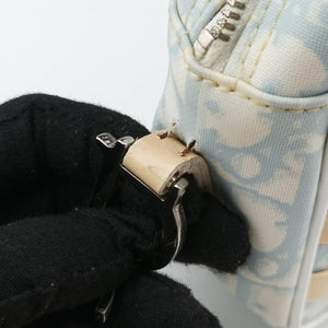 Pre-owned Christian Dior Trotter Blue Coated Canvas Leather shoulderbag | stylenewstar