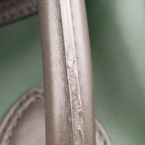 Pre-owned Celine Luggage Mini Shopper Green×black Leather handbag | stylenewstar