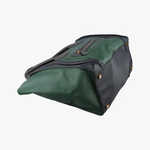 Pre-owned Celine Luggage Mini Shopper Green×black Leather handbag | stylenewstar