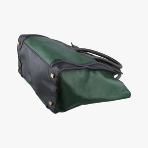 Pre-owned Celine Luggage Mini Shopper Green×black Leather handbag | stylenewstar