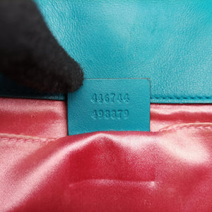 Pre-owned Gucci GG Marmont Blue velour 446744 shoulderbag | stylenewstar
