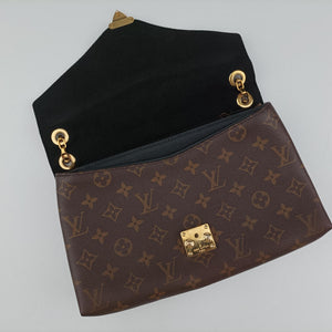 Secondhand Louis Vuitton PALLAS Chain Brown×Noir Monogram Canvas×calf leather M41223 shoulderbag | stylenewstar