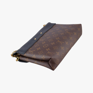 Secondhand Louis Vuitton PALLAS Chain Brown×Noir Monogram Canvas×calf leather M41223 shoulderbag | stylenewstar