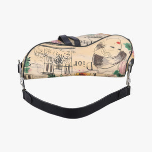 Pre-owned Christian Dior Paris '50s Motif Print Saddle Bag Beige × Multicolor Canvas × Leather shoulderbag | stylenewstar
