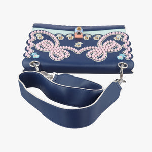Secondhand Fendi KAN I Blue×Multicolour Leather 8BT283 shoulderbag | stylenewstar