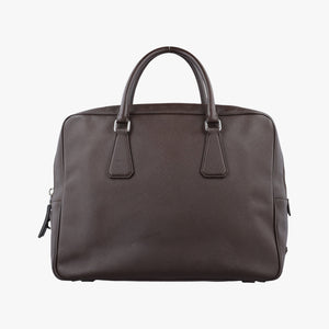 Secondhand Prada business bag briefcase Brown SAFFIANO Leather 2VE363 handbag | stylenewstar