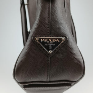 Secondhand Prada business bag briefcase Brown SAFFIANO Leather 2VE363 handbag | stylenewstar
