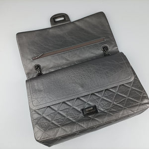 Pre-owned Chanel 2.55 double flap Matelasse Silver Leather A37590 shoulderbag | stylenewstar