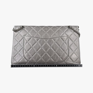 Pre-owned Chanel 2.55 double flap Matelasse Silver Leather A37590 shoulderbag | stylenewstar