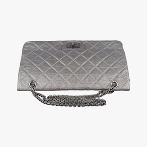 Pre-owned Chanel 2.55 double flap Matelasse Silver Leather A37590 shoulderbag | stylenewstar