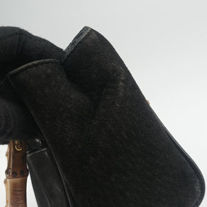 Pre-owned Gucci bamboo Black Suede× Leather 007.17 shoulderbag | stylenewstar