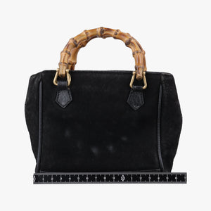 Pre-owned Gucci bamboo Black Suede× Leather 007.17 shoulderbag | stylenewstar