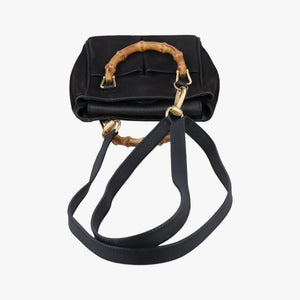 Pre-owned Gucci bamboo Black Suede× Leather 007.17 shoulderbag | stylenewstar