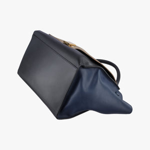 Pre-owned Celine Trapeze Beige×black×blue Suede × leather shoulderbag | stylenewstar