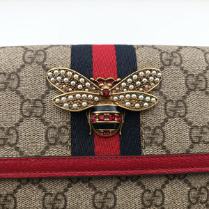 Vintage Gucci Queen Margaret Beige×Red×Navy PVC coated canvas×leather 476079 shoulderbag | stylenewstar