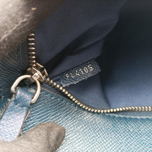 Pre-owned Louis Vuitton Porto Document Business MM Ocean Blue Taiga M32705 handbag | stylenewstar