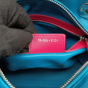 Secondhand Christian Dior Lady Dior Navy×Pink×Light Blue lambskin handbag | stylenewstar