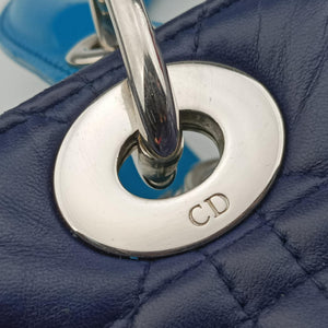 Secondhand Christian Dior Lady Dior Navy×Pink×Light Blue lambskin handbag | stylenewstar
