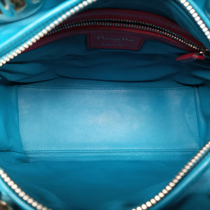 Secondhand Christian Dior Lady Dior Navy×Pink×Light Blue lambskin handbag | stylenewstar