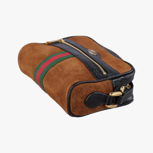 Pre-owned Gucci OPHIDIA Brown×black×multi Suede×leather 517350 shoulderbag | stylenewstar