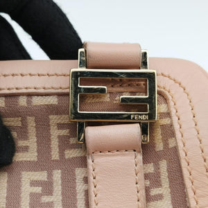 Pre-owned Fendi Zucchino Beige×Pink canvas×Leather 8BL074 handbag | stylenewstar