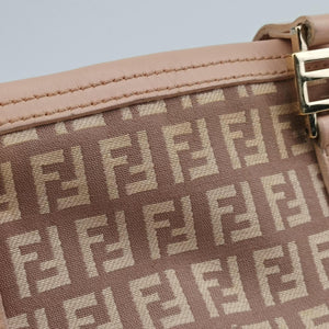 Pre-owned Fendi Zucchino Beige×Pink canvas×Leather 8BL074 handbag | stylenewstar