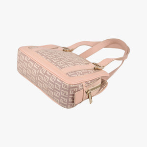 Pre-owned Fendi Zucchino Beige×Pink canvas×Leather 8BL074 handbag | stylenewstar
