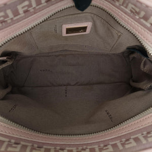 Pre-owned Fendi Zucchino Beige×Pink canvas×Leather 8BL074 handbag | stylenewstar